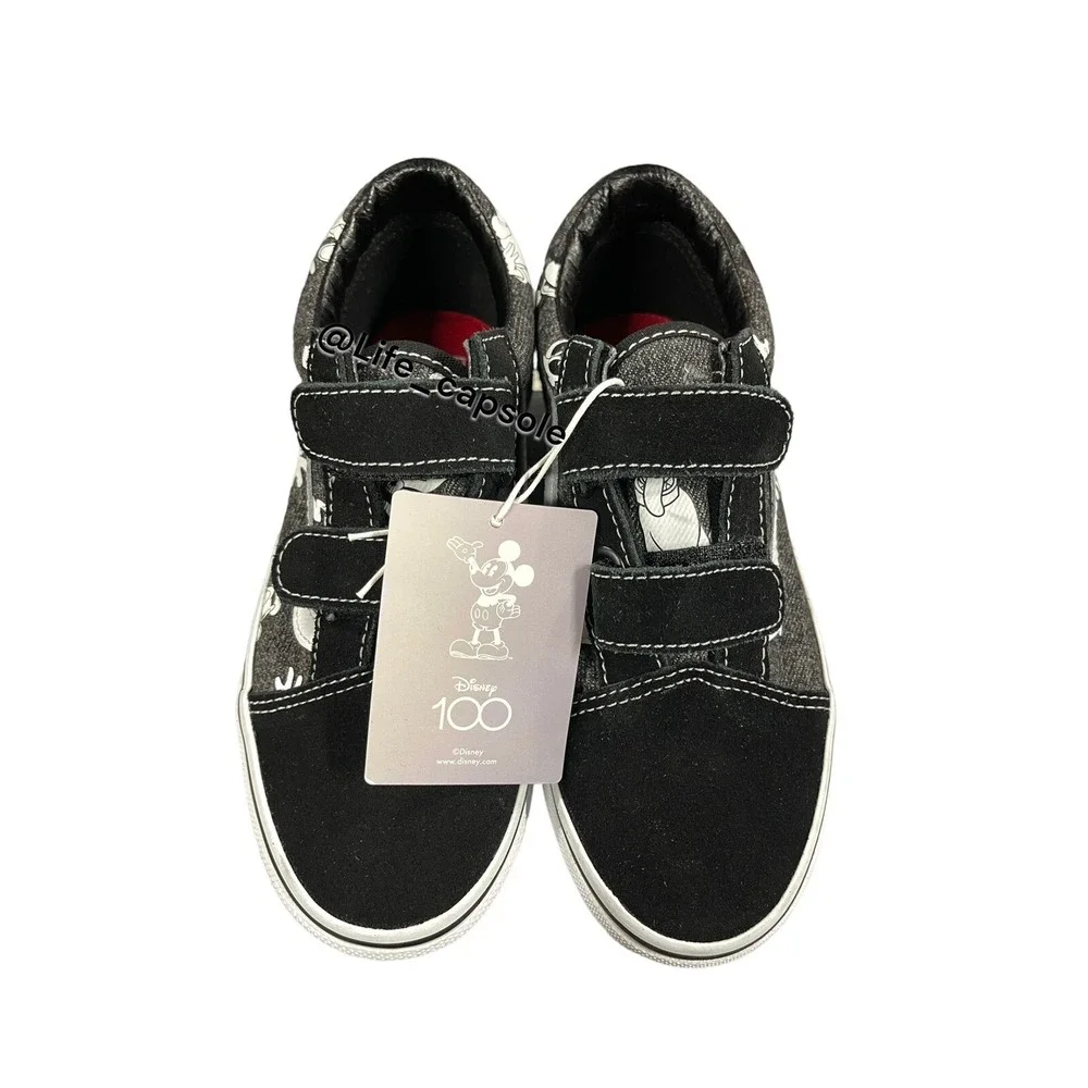 Size 13Y Kids Vans Old Skool Disney Mickey Mouse Youth Easy On Slip VN000VHEBMB